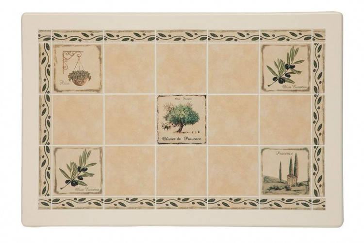 CT 3349 Стол с плиткой, дерево гевея/плитка, 124х84х75см, butter white, Рисунок - " Прованс с бордюром"