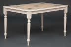 CT 3349 Стол с плиткой, дерево гевея/плитка, 124х84х75см, butter white, Рисунок - " Прованс с бордюром"