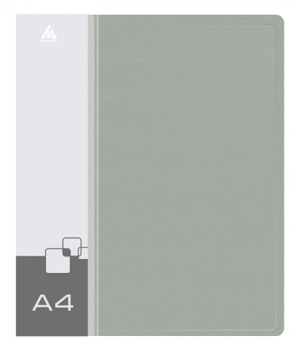 Папка на 4-х кольцах Бюрократ -0818/4RGREY A4 пластик 0.7мм кор.18мм внутр. с вставкой серый