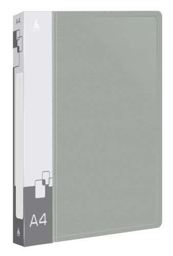 Папка на 4-х кольцах Бюрократ -0818/4RGREY A4 пластик 0.7мм кор.18мм внутр. с вставкой серый