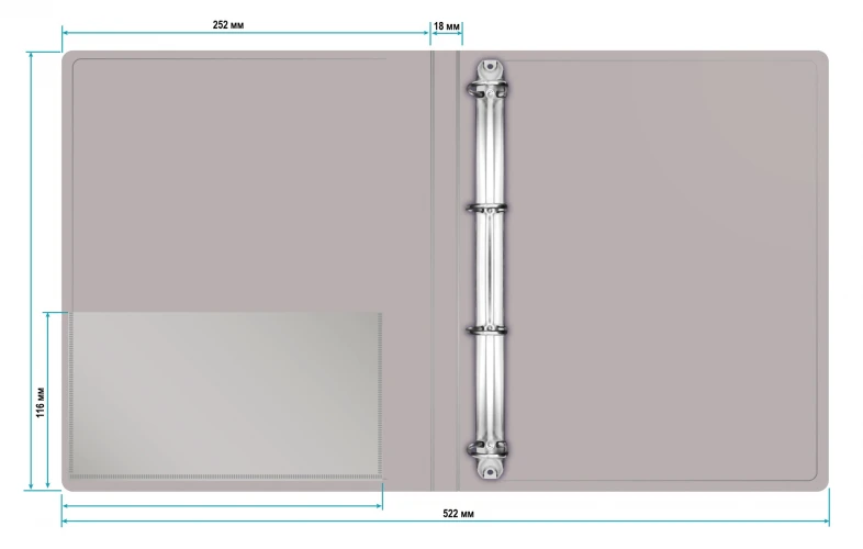 Папка на 4-х кольцах Бюрократ -0818/4RGREY A4 пластик 0.7мм кор.18мм внутр. с вставкой серый
