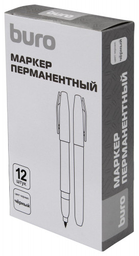 Маркер перманентный Buro Line пулевидный пиш. наконечник 1мм черный коробка