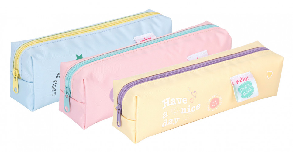 Пенал Deli EH938 ассорти 1отд. 220х50х50 ткань