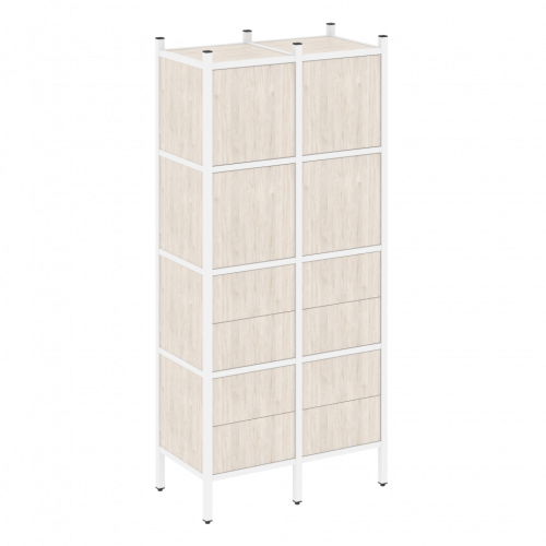 Loft Прямой стеллаж наборный VR.L-04 Денвер светлый/Белый металл 862*446*1869