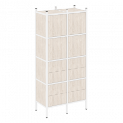 Loft Прямой стеллаж наборный VR.L-04 Денвер светлый/Белый металл 862*446*1869