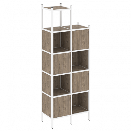 Loft Прямой стеллаж наборный VR.L-20 Тиквуд тёмный/Белый металл 862*446*2280