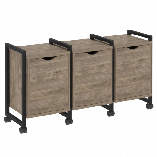 Loft Тумба на колесных опорах наборная. Вариант №5 VR.L-TN-5.K Тиквуд тёмный/Чёрный металл 1440*460*767