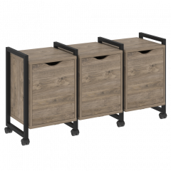 Loft Тумба на колесных опорах наборная. Вариант №5 VR.L-TN-5.K Тиквуд тёмный/Чёрный металл 1440*460*767