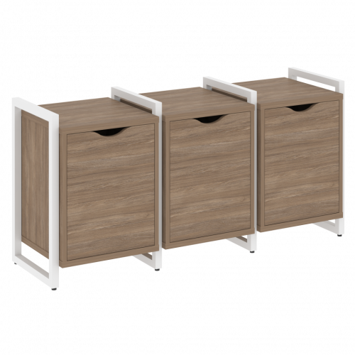 Loft Тумба на регулируемых опорах наборная. Вариант №5 VR.L-TN-5.O Дуб аризона/Белый металл 1440*460*719