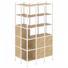 Loft Угловой внешний стеллаж наборный VR.L-54 Тиквуд светлый/Белый металл 862*1278*2280