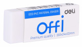 Ластик Deli EH03110 Offi 60x24x12мм ПВХ белый индивидуальная картонная упаковка