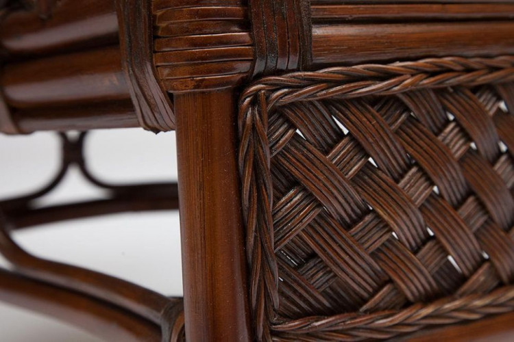 Комплект для отдыха "ANDREA" (диван + 2 кресла + журн. столик со стеклом  + подушки), Pecan Washed (античн. орех), Ткань рубчик, цвет кремовый