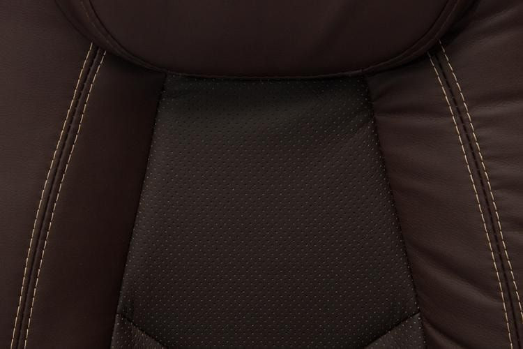 Кресло BOSS (хром), кож/зам, коричневый/коричневый перфорированный, 36-36/36-36/06