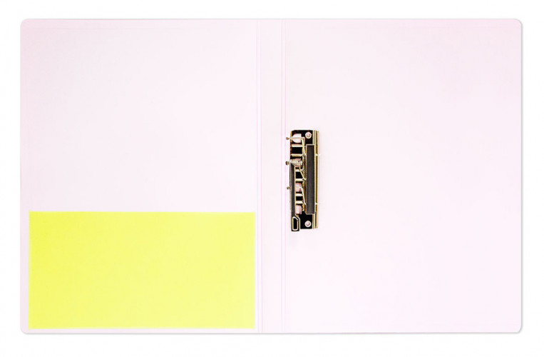 Папка метал.зажим Бюрократ Double Neon DNE07CYEL A4 пластик 0.7мм кор.27мм карм.прод.внут. желтый