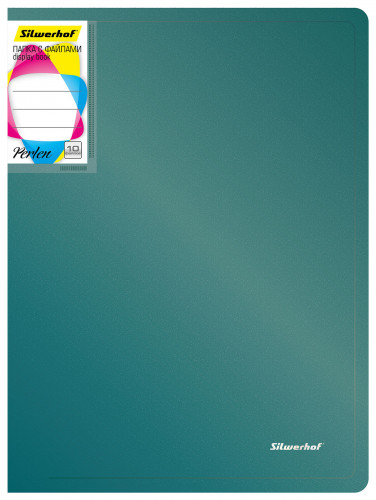 Папка с 10 прозр.вклад. Silwerhof Perlen 292911-75 A4 0.6мм карман зеленый металлик