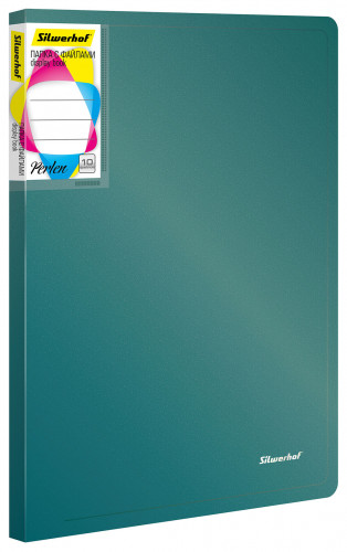 Папка с 10 прозр.вклад. Silwerhof Perlen 292911-75 A4 0.6мм карман зеленый металлик