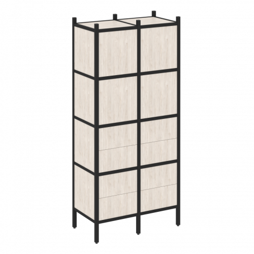 Loft Прямой стеллаж наборный VR.L-04 Денвер светлый/Чёрный металл 862*446*1869