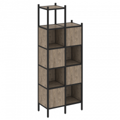 Loft Прямой стеллаж наборный VR.L-20 Тиквуд тёмный/Чёрный металл 862*446*2280