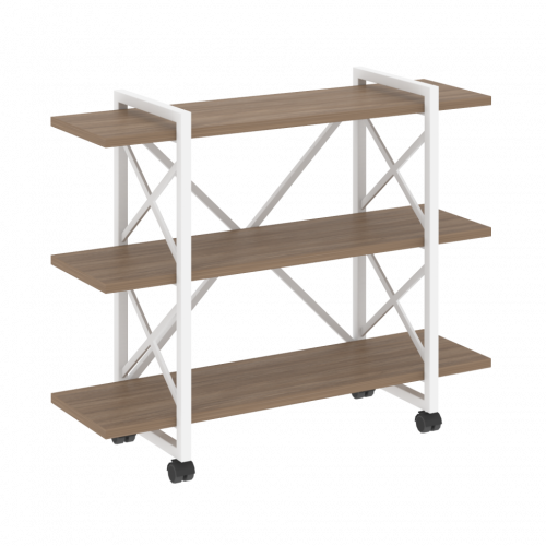 Loft Стеллаж на колесных опорах-3 полки VR.L-MST.K-3.8V Дуб аризона/Белый металл 1200*400*968