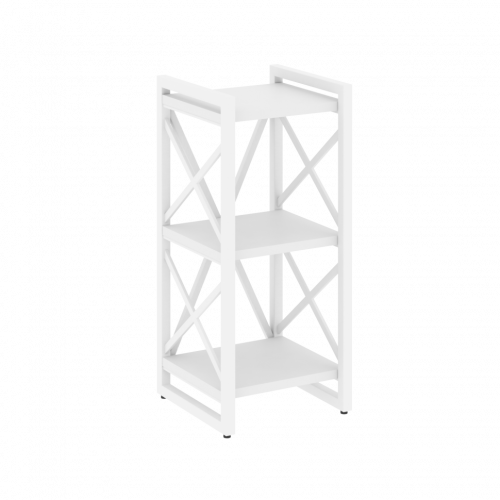 Loft Стеллаж на регулируемых опорах-3 полки VR.L-MST.O-3.4 Белый бриллиант/Белый металл 400*400*910