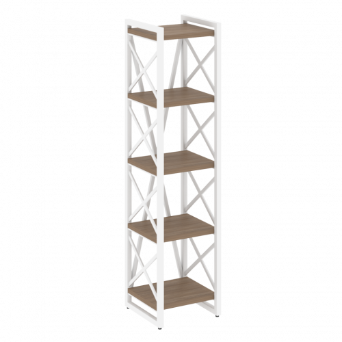 Loft Стеллаж на регулируемых опорах-5 полок VR.L-MST.O-5.4 Дуб аризона/Белый металл 400*400*1650