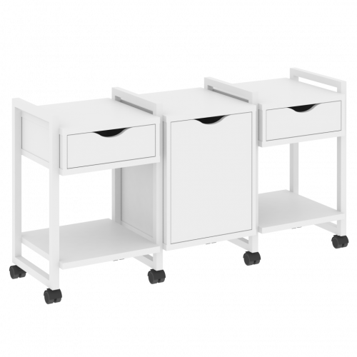 Loft Тумба на колесных опорах наборная. Вариант №6 VR.L-TN-6.K Белый бриллиант/Белый металл 1440*460*767