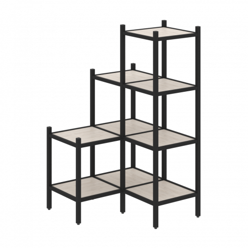 Loft Угловой внутренний стеллаж наборный VR.L-36 Денвер светлый/Чёрный металл 862*862*1458