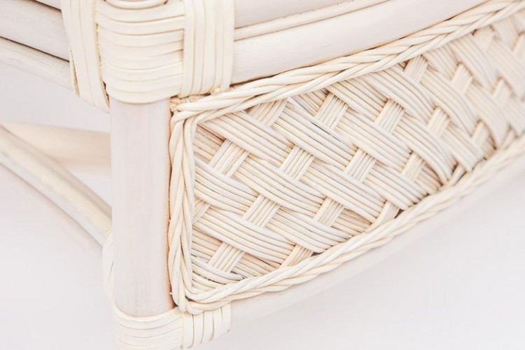 Комплект для отдыха "ANDREA" (диван + 2 кресла + журн. столик со стеклом  + подушки), TCH White (белый), Ткань рубчик, цвет кремовый