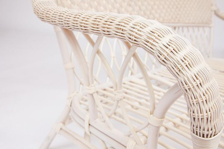 Комплект для отдыха "ANDREA" (диван + 2 кресла + журн. столик со стеклом  + подушки), TCH White (белый), Ткань рубчик, цвет кремовый