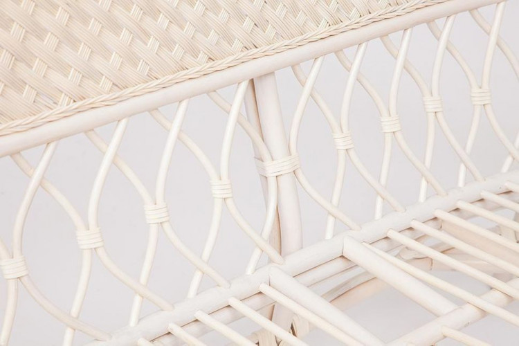 Комплект для отдыха "ANDREA" (диван + 2 кресла + журн. столик со стеклом  + подушки), TCH White (белый), Ткань рубчик, цвет кремовый