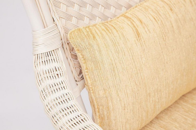 Комплект для отдыха "ANDREA" (диван + 2 кресла + журн. столик со стеклом  + подушки), TCH White (белый), Ткань рубчик, цвет кремовый