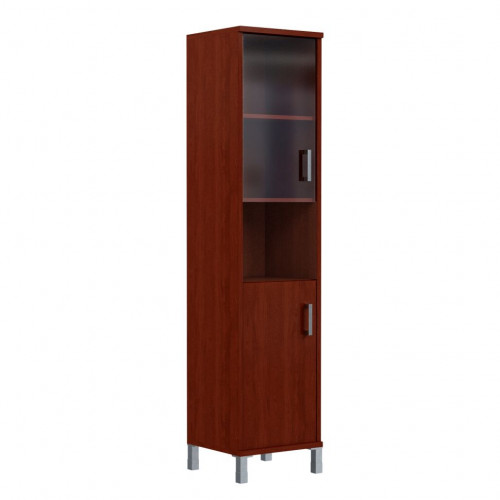 Шкаф-колонка высокая с малой стеклянной дверью и глухой B 431.10(L) Бургунди 475х450х2054 BORN