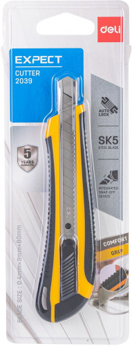 Нож канцелярский Deli E2039 фиксатор сталь ассорти