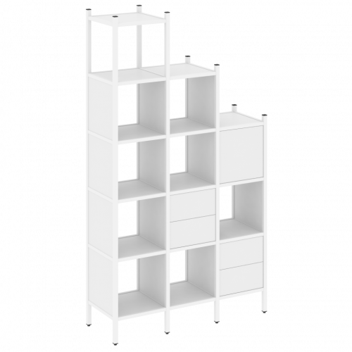 Loft Прямой стеллаж наборный VR.L-21 Белый бриллиант/Белый металл 1278*446*2280