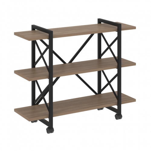 Loft Стеллаж на колесных опорах-3 полки VR.L-MST.K-3.8V Дуб аризона/Чёрный металл 1200*400*968