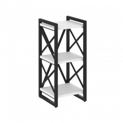 Loft Стеллаж на регулируемых опорах-3 полки VR.L-MST.O-3.4 Белый бриллиант/Чёрный металл 400*400*910