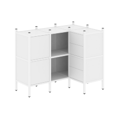 Loft Угловой внутренний стеллаж наборный VR.L-28 Белый бриллиант/Белый металл 1278*862*1047