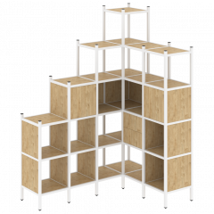 Loft Угловой внутренний стеллаж наборный VR.L-44 Тиквуд светлый/Белый металл 1694*1278*2280
