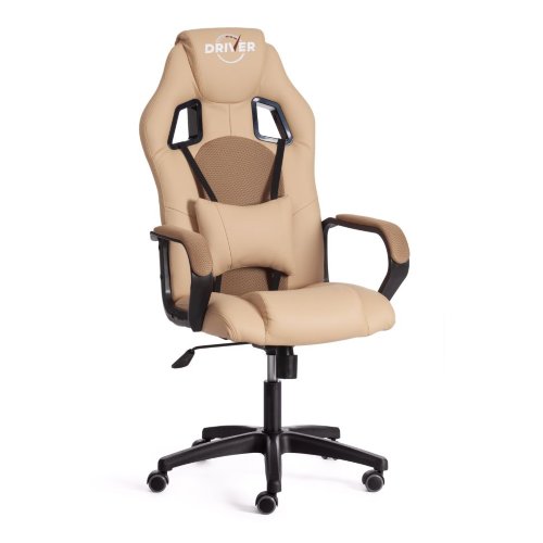 Кресло DRIVER (22), кож/зам/ткань, бежевый/бронза, 36-34/TW-21