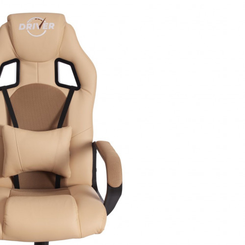 Кресло DRIVER (22), кож/зам/ткань, бежевый/бронза, 36-34/TW-21