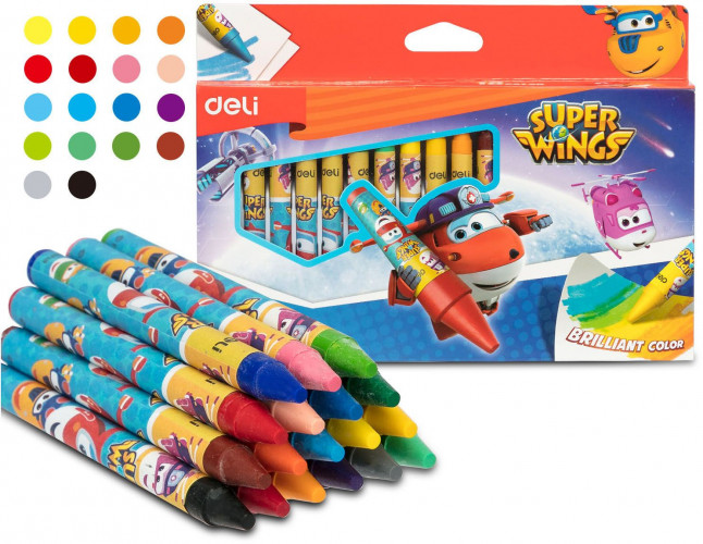 Восковые мелки Deli EC21010 Super Wings 18цв. картон.кор./европод.