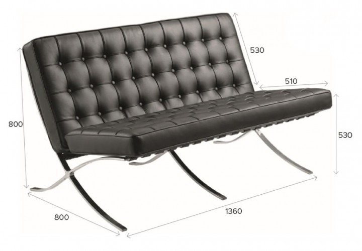 Диван офисный Everprof Barcelona 2 Экокожа Черный