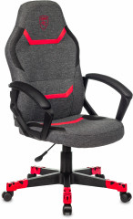 Кресло игровое Zombie GAME 9 серый/красный ткань/эко.кожа крестов. пластик