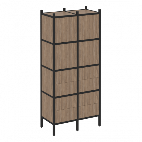 Loft Прямой стеллаж наборный VR.L-04 Дуб аризона/Чёрный металл 862*446*1869