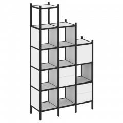 Loft Прямой стеллаж наборный VR.L-21 Белый бриллиант/Чёрный металл 1278*446*2280