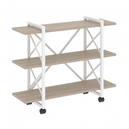 Loft Стеллаж на колесных опорах-3 полки VR.L-MST.K-3.8V Дуб аттик/Белый металл 1200*400*968