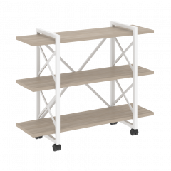 Loft Стеллаж на колесных опорах-3 полки VR.L-MST.K-3.8V Дуб аттик/Белый металл 1200*400*968