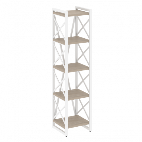 Loft Стеллаж на регулируемых опорах-5 полок VR.L-MST.O-5.4 Дуб аттик/Белый металл 400*400*1650