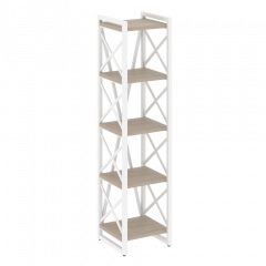 Loft Стеллаж на регулируемых опорах-5 полок VR.L-MST.O-5.4 Дуб аттик/Белый металл 400*400*1650