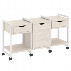 Loft Тумба на колесных опорах наборная. Вариант №6 VR.L-TN-6.K Денвер светлый/Белый металл 1440*460*767